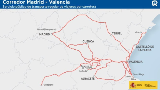 ep archivo   esquema del corredor madrid valencia del nuevo mapa concesional