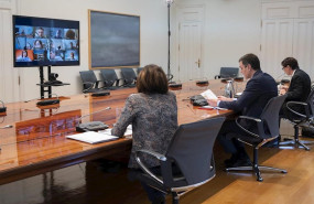 ep d-i el ministro de sanidad salvador illa el presidente del gobierno pedro sanchez en la reunion