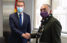 ep el lider del pp alberto nunez feijoo junto con el secretario general de ugt pepe alvarez durante