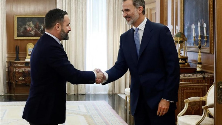 El rey Felipe VI recibe en audiencia al líder de Vox Santiago Abascal, en la segunda jornada de la ronda de consultas sobre la investidura de Pedro Sánchez como presidente del Gobierno, este Martes en el Palacio de Zarzuela, en Madrid, a 17 de septiembre | Pool ep el rey felipe vi recibe en audiencia al lider de vox santiago abascal en la segunda jornada de la