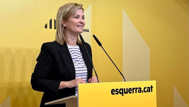 ep la portavoz de erc raquel sans en una rueda de prensa en la sede del partido