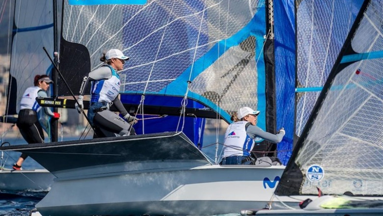 Las regatistas españolas Tamara Echegoyen y Paula Barceló compitiendo en la clase 49er FX. | SAILING ENERGY - Archivo ep las regatistas espanolas tamara echegoyenpaula barcelo compitiendola clase 49er fx