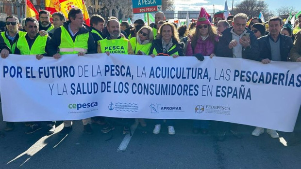 ep representantes del sector pesquero durante la manifestacion agraria de madrid