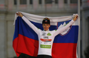 ep 15 september 2019 spain madrid slovenian cyclist tadej pogacar of uae team emirates celebrates on
