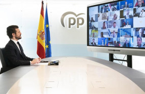 ep el lider del pp pablo casado en una videoconferencia durante la crisis del coronavirus