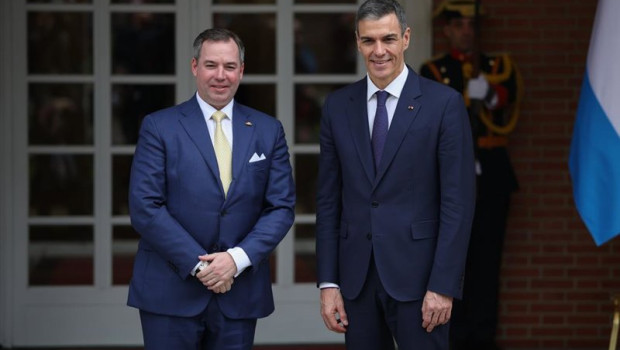 ep el presidente del gobierno pedro sanchez d recibe al gran duque guillermo v i en el palacio de la