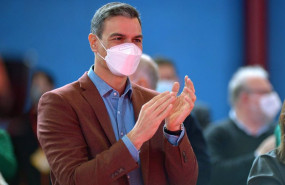 ep el presidente del gobierno pedro sanchez en el primer acto electoral en palencia en el fronton de