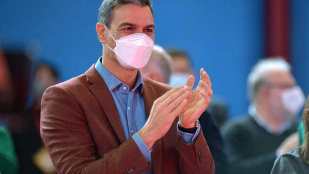 ep el presidente del gobierno pedro sanchez en el primer acto electoral en palencia en el fronton de