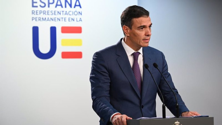 El presidente del Gobierno, Pedro Sánchez, ofrece una rueda de prensa tras la sesión de trabajo del Consejo Europeo, a 17 de octubre de 2024, en Bruselas (Bélgica). | Pool Moncloa/Borja Puig de la Bellacasa ep el presidente del gobierno pedro sanchez ofrece una rueda de prensa tras la sesion de trabajo del