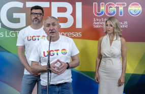 ep el secretario general de ugt pepe alvarez centro junto a la vicepresidenta segunda yolanda diaz