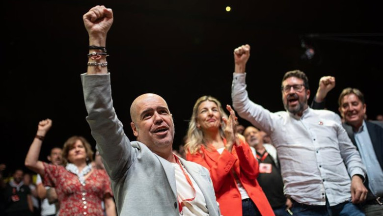 ep el secretario general de ccoo unai sordo celebra haber sido reelegido de su cargo durante la