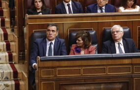 ep presidente la vicepresidentaministroasuntos exterioresuefunciones pedro sanchez carmen calvojosep borrell durantesegundadefinitiva votacionsu investiduracandidato socialistala presidenciagobierno