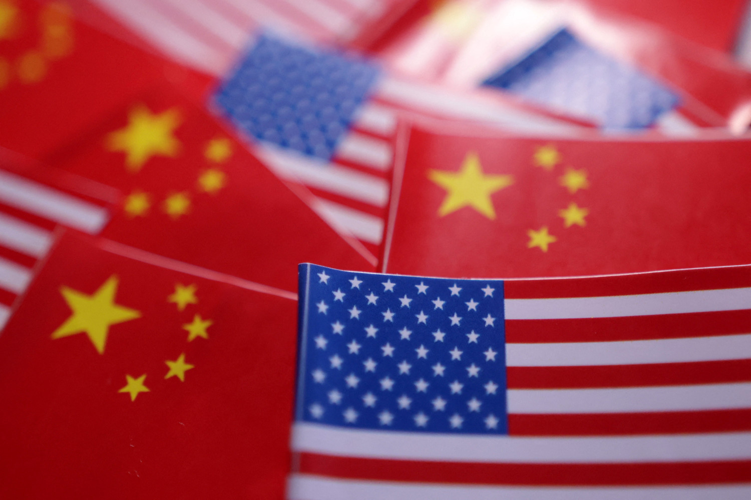 illustration shows u s and chinese flags 