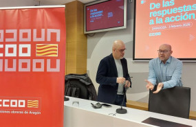 ep el secretario general de ccoo unai sordo junto a su homologo en aragon manuel pina