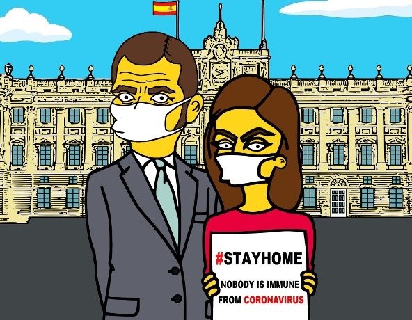 Los Reyes Felipe y Letizia y la monarquía inglesa, simpsonizados contra el coronavirus | CORTESIA ALEXANDRO PALOMBO ep los reyes felipe y letizia y la monarquia inglesa simpsonizados contra el coronavirus