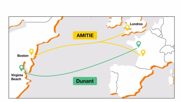 ep archivo   representacion grafica del recorrido de los cables submarinos amitie y dunant
