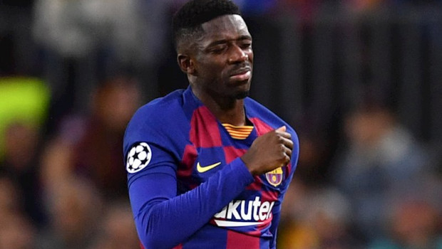 ep barcelonas ousmane dembele reacts during the uefa champions league group f soceer match between