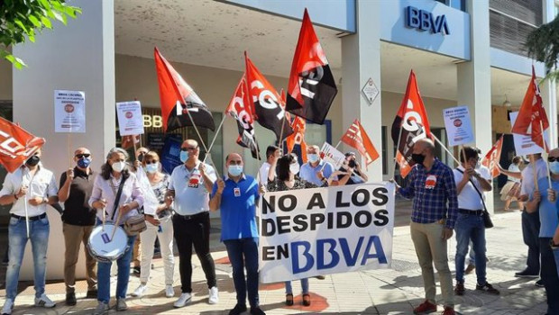 ep concentracion de los trabajadores de bbva en badajoz