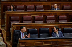 ep el presidente del gobierno pedro sanchez i conversa con el vicepresidente segundo pablo iglesias