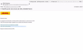 ep archivo   imagen del correo fraudulento en el que se suplanta a dhl para intentar acceder a los