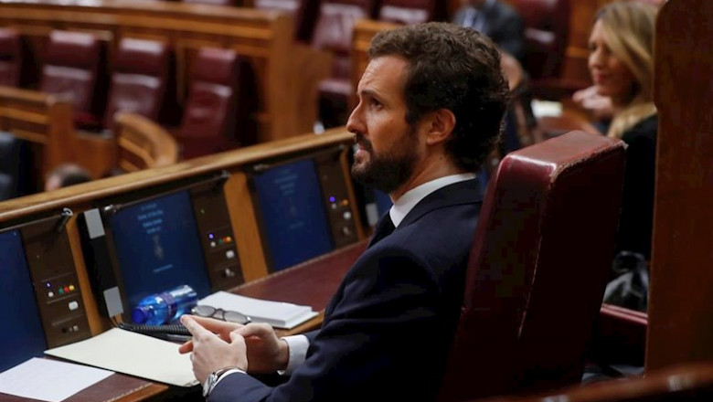 ep el lider del pp pablo casado durante la sesion de control al ejecutivo celebrada este miercoles
