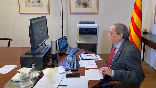 ep el presidente de la generalitat quim torra durante la sexta videconferencia de presidentes
