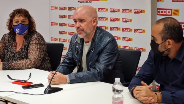 ep el secretario general de ccoo unai sordo junto al secretario general de ccoo de catalunya javier