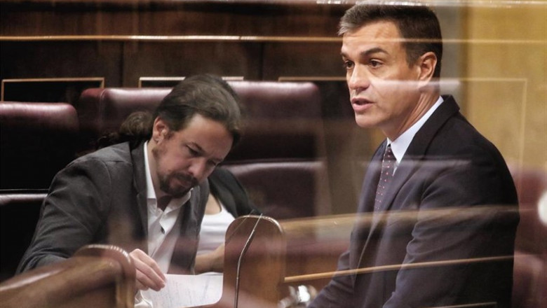 ep i-d el secretario general de podemos pablo iglesias y el presidente del gobierno en funciones