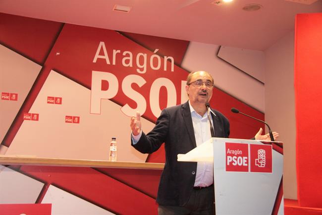 Javier Lambán este domingo en la sede. | EUROPA PRESS ep javier lambandomingola sede