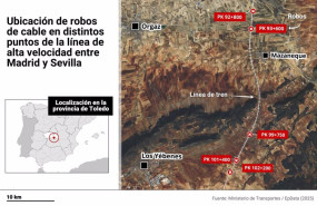 ep mapa con localizacion de los robos de cable en la linea de alta velocidad madrid sevilla
