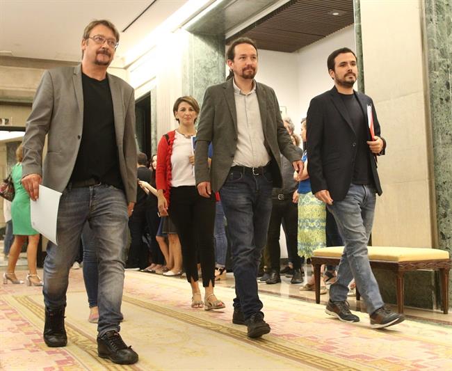 Pablo Iglesias, Xavier Domenech y Alberto Garzón | EUROPA PRESS ep pablo iglesias xavier domenechalberto garzon