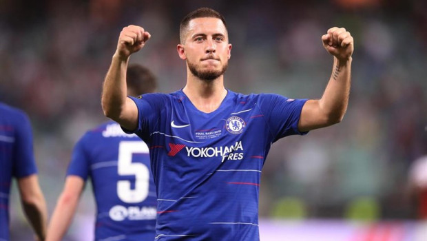 ep eden hazard celebra un gol con el chelsea en la europa league 201819