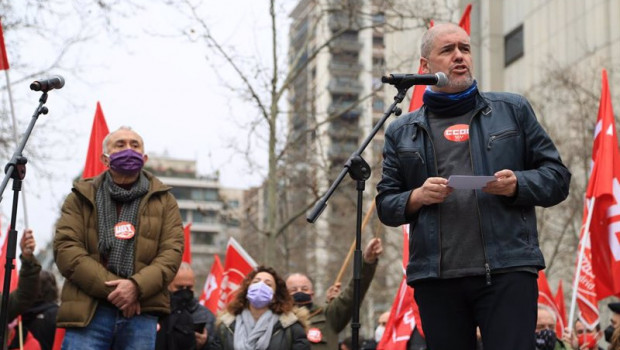 ep el secretario general de ccoo unai sordo interviene en una concentracion convocada frente al