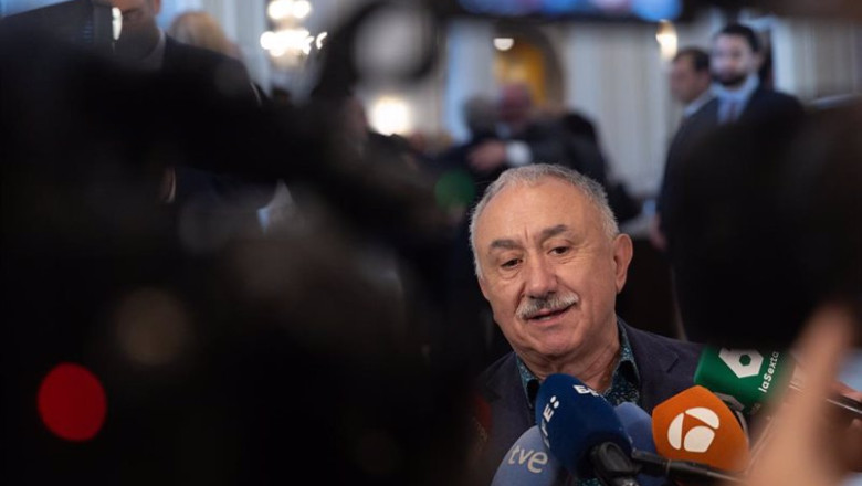 El secretario general de UGT, Pepe Álvarez, ofrece declaraciones a los medios a su llegada a un desayuno informativo de Nueva Economía Forum. | Eduardo Parra - Europa Press ep el secretario general de ugt pepe alvarez ofrece declaraciones a los medios a su llegada a un