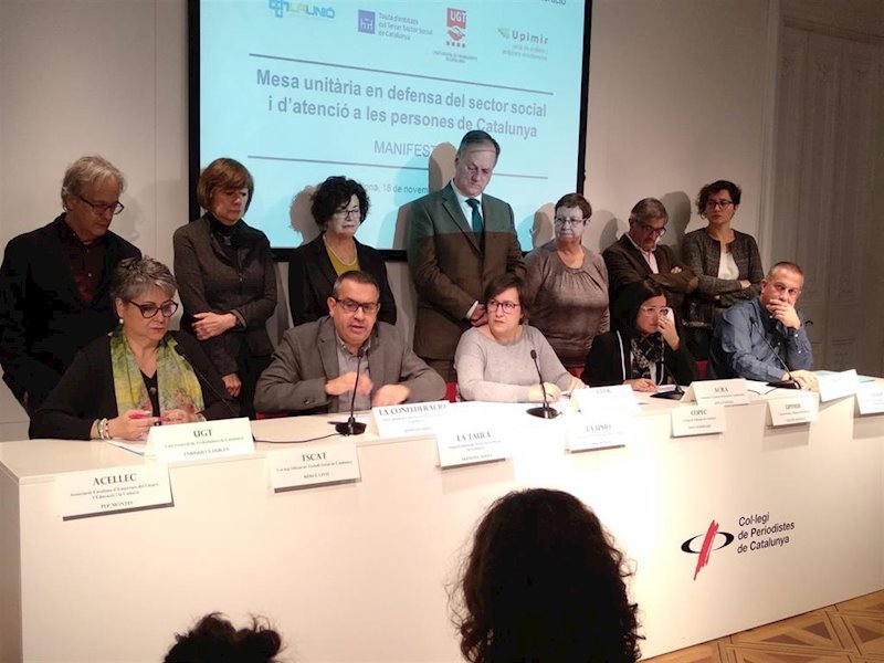 Taula unitària de patronals, sindicats, entitats i col·legis dels serveis a les persones. | EUROPA PRESS ep taula unitria de patronals sindicats entitats i collegis dels serveis a les persones