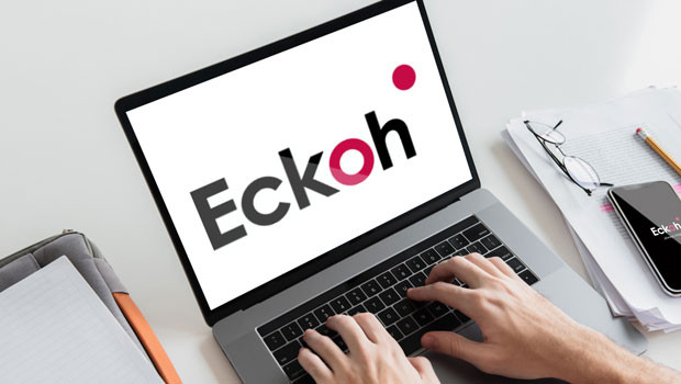 dl eckoh objectif technologie de paiement solutions de contact client technologie logo numérique