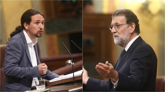Pablo Iglesias y Mariano Rajoy en el debate de la moción de censura | EUROPA PRESS ep pablo iglesiasmariano rajoydebatela mocioncensura
