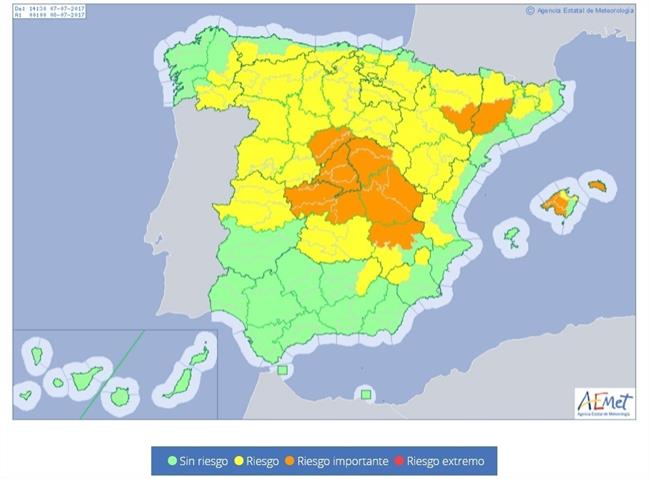 Provincias en riesgo para el 7 de julio | AEMET ep provinciasriesgo7julio