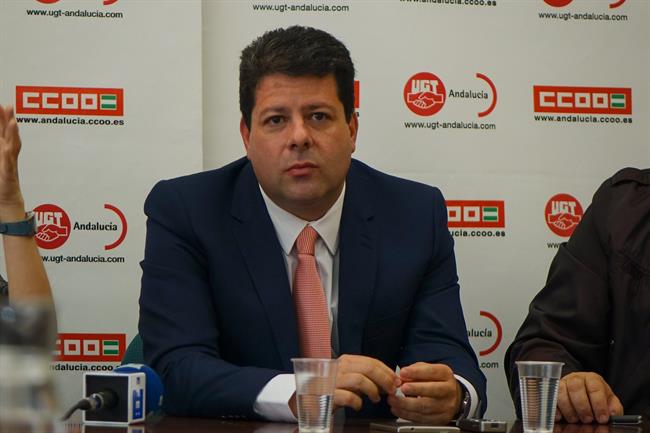 Fabián Picardo, en rueda de prensa en la sede de CCOO Andalucía | EUROPA PRESS ep fabian picardo en ruedaprensala sedeccoo andalucia