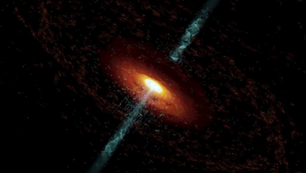 ep impresion artistica de un blazar una fuente de energia muy compacta y muy variable asociada con
