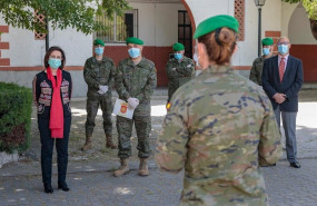 ep la ministra de defensa margarita robles en una visita a la agrupacion de transportes del ejercito