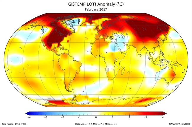 Anomalía de temperatura de febrero | NASA GODDARD INSTITUTE FOR SPACE STUDIES, ep anomalia de temperaturafebrero