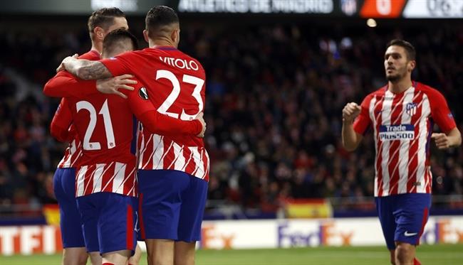 El Atlético de Madrid celebra un gol en la Europa League | ÁNGEL GUTIÉRREZ ep atleticomadrid celebragolla europa league
