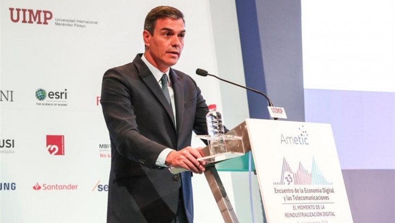 El presidente del Gobierno en funciones, Pedro Sánchez, clausura el 33 Encuentro de la Economía Digital y las Telecomunicaciones organizado por Ametic. | AMETIC ep el presidente del gobierno en funciones pedro sanchez clausura el 33 encuentro de la economia