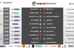 ep horariosla jornada 5la liga