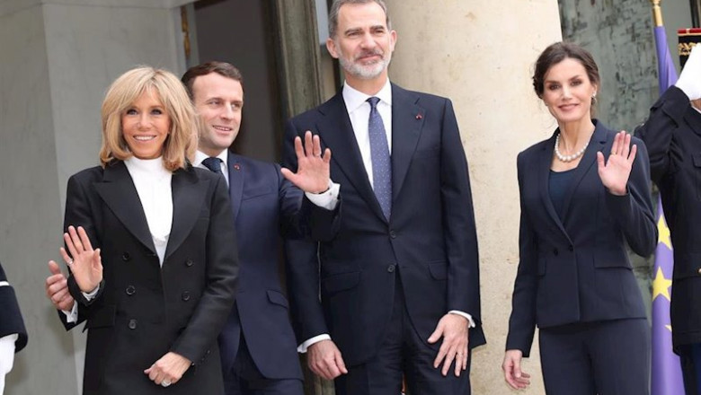 ep los reyes felipe y letizia junto al matrimonio macron en paris
