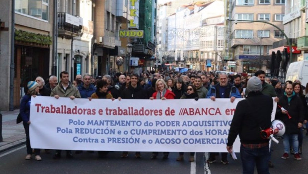 ep movilizacion de trabajadores de abanca en una jornada de huelga