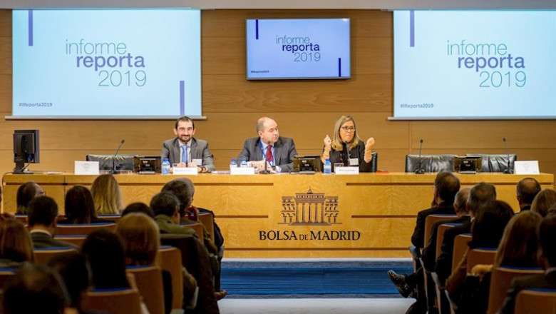 Presentación del Informe Reporta 2019 en un acto celebrado en el Palacio de la Bolsa de Madrid este lunes. | INFORME REPORTA ep presentacion del informe reporta 2019 en un acto celebrado en el palacio de la bolsa de madrid