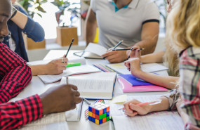 crop people with textbooks table 