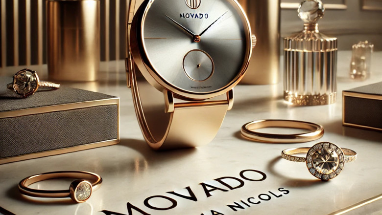 dalle 2025 03 03 110423   a high end campaign image showcasing the collaboration between movado and joyera nicols the scene features a luxurious movado watch with a minimalis 1
